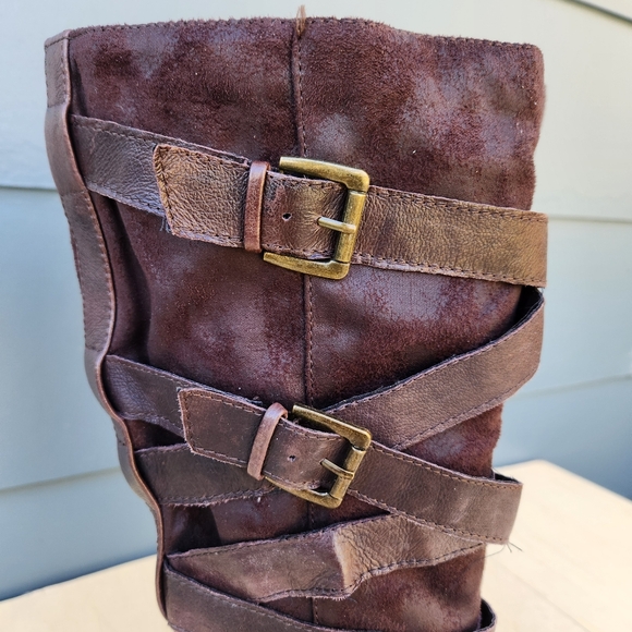 Steve Madden Redondo Brown Leather Heeled Boots - Size 8 M - Picture 3 of 11